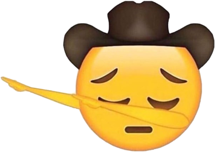 Sad cowboy dabbing emoji